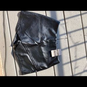 BRAND NEW Black Pleather Skort